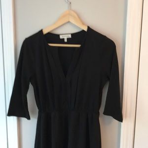 Short 1/4 sleeve black dress adjustable waist